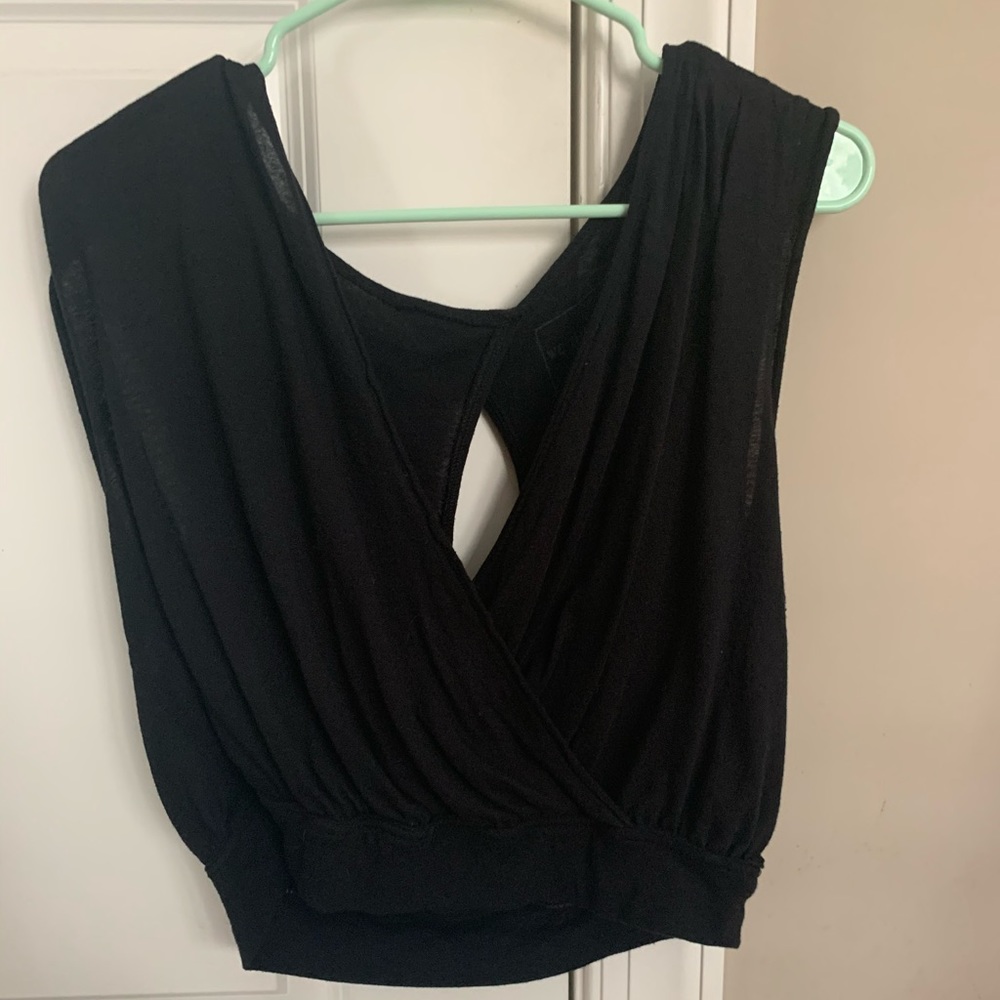 Free People black crop top with keyhole back